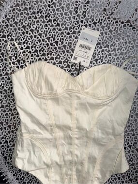 ZARA NWT Cream Corset-Style Kids One Piece Bodysuit